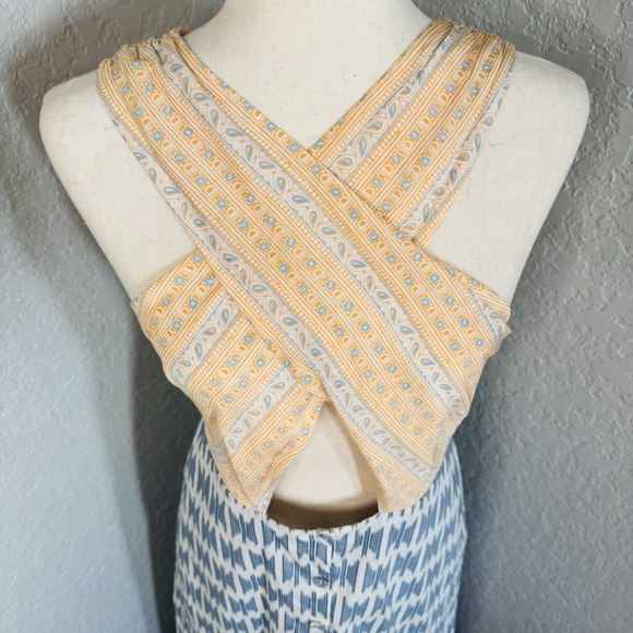 Joie Flippa Geo Print Cotton Midi Dress, Blue/Yellow, Size 10, NWT - Picture 10 of 16